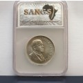 1969 South Africa Silver 1 Rand. English. MS61 Uncirculated. Sangs Graded.