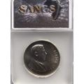 1967 SILVER PROTEA ONE RAND - AFRIKAANS - GRADED MS64