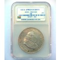 1963 REPUBLIC OF SOUTH AFRICA FIFTY CENT - GRADED MS62 - VERY LOW MINTAGE - VAN RIEBEECK SERIES