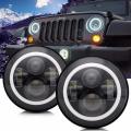 7 inch Led Headlights Full angel eye (Pair) Fits Jeep/Golf And More