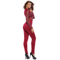 Local SA Stock -Size Medium -Womens Maroon Sexy Sheer Rhinestone Detailed Long Sleeve Jumpsuit