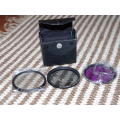 set of 3 58 mm Filters with a case, spotless like new. photos show exact items on sale