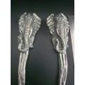 STUNNING PEWTER EMBOSSED ELEPHANT HEAD SALAD SERVER