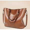 2017 Oil Leather-style Crossbody/Shoulder Tote Bag Brown or Burgundy)