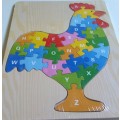Educational Wooden Alphabet ROOSTER Puzzle. Strong, durable and colourful