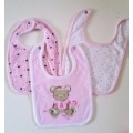3  Pink BIBS - All in like new condition