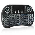 i8+ 2.4GHz Mini Wireless Keyboard with Touchpad Mouse, LED Backlit, Recha- Black
