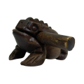 Charming hand carved Animal Guiro or Scraper, wooden toad with authentic croaking sounds.