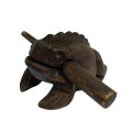 Charming hand carved Animal Guiro or Scraper, wooden toad with authentic croaking sounds.