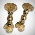 Pair of Solid Large Altar Candle Holders 37.4cm Solid Mid-Century Brass -  c1960