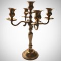 Vintage Heavy Ornate Brass 5-Light Candlestick / Candelabra with Five Taper Candle Holders, Adjusts