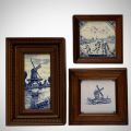 Collection of 3 Framed Mini Delft Tiles
