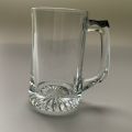Large Clear Glass Beer Mug with Star Design Bottom & Pewter Thumb Grip - 350ml
