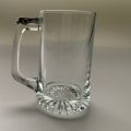 Large Clear Glass Beer Mug with Star Design Bottom & Pewter Thumb Grip - 350ml