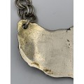 Vintage 1960s Scotch Liquor Decanter Label Tag - Pewter Script Style with Stainless Steel Chain