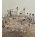 Glass & Crystal Condiment Jars Lot: 33+ Pieces, Including Rare Horse-Drawn Toothpick Holder