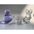 3 Piece Small Vintage Translucent Glass Figurines: Rare Collectible Trio