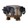 41cm Hand-Painted African Elephant Bowl and Tray Set - Nivek Ceramics