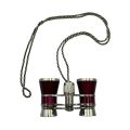 Vintage Inspired CJ Opera Glasses Binoculars 3x25 Mini Compact Theater Glasses - Wine Red & Silver