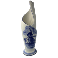 Vintage Elweco Ceramic Swirl Vase, Blue Delft, Hand-painted