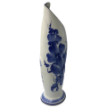Vintage Elweco Ceramic Swirl Vase, Blue Delft, Hand-painted