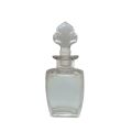 Antique 10cm Perfume Decanter: Ornate Fleur De Lis Styling with Glass Stopper