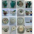 Lot of 8 Miniature Souvenir Collectables - York, Stoke on Trent, Delft, Floral China