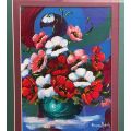 Oil Painting Petra van Niekerk - Still life flowers  - Beautiful art