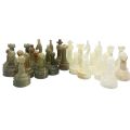 Middle Eastern Onyx Chess Set with Granite Board - Vintage Multicolored Stone Pieces- Please Read