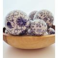 Vintage Chinoiserie Decor: 15 Ceramic Blue & White Balls, Various Patterns, 7-10cm Diameter