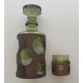Stunning vintage Empoli Italian genie whisky bottle decanter and glass set from the 1950s-1960s
