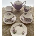 Rare 1949 Royal Standard Fine Bone China Tea Set - Purple Floral Pattern with Violet Accents