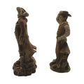 2 Piece Vintage Polystone Resin Pirate with Dog & Cowboy Figurines Set - 14cm - IPM & Unmarked