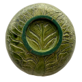 Large 28cm Majolica Serving Bowl with Foot Rim - Vintage Green Glazed Ceramic