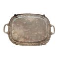 Vintage EMESS Silver Plated Serving Tray - Large, Footed, Ready for Restoration