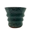 Handcrafted Studio Pottery Planter Vase - Turquoise Salt Glaze, Orange Peel Effect, Initials `HK`