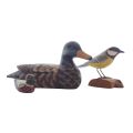 Hand-Painted Bird Carving & Wooden Duck Decoy Ornaments Set of 3