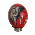Handmade Red Decoupage Ostrich Egg with Big 5 Safari Animals - African Home Décor