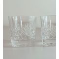 Elegant Set of 3 Original Crystal Old Fashioned Whiskey Glasses with Star Cut Bottoms