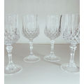 Vintage Set of 4 Crystal dArques Longchamp Durand Wine Glasses - 1980s Stemware Collection