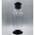 Unique Art Deco Glass Cocktail Shaker Decanter with Black Glass Footpiece and Stopper