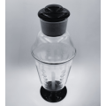 Unique Art Deco Glass Cocktail Shaker Decanter with Black Glass Footpiece and Stopper