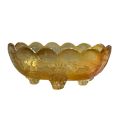 Vintage 1950s Peach Lustre Floragold Oval Carnival Glass Candy Dish - Excellent Condition