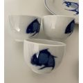 28-Piece Vintage Chinese Blue Koi Fish Dinnerware Set - Bowls, Plates, Spoons, Sauce Bowls, and Cups