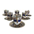 12-Piece Demitasse Set by SGT Japan - Victorian Courting Couple Scenes, Footed Espresso Cups & Sauc