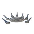 8-Piece Vintage Chinese Porcelain Set - Blue Dragon Motif Spoons & Small Oval Platter