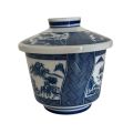 Chinese Blue Gaiwan Tea Bowl with Lid - Ming Dynasty Style