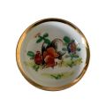 Small 10cm 1970 Hand-Painted Porcelain Macau bowl with Roosters and Gold Gilding