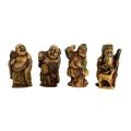4 Japanese Netsuke Polychrome Resin Figurines, Signed `M` - Made in Italy