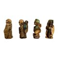 4 Japanese Netsuke Polychrome Resin Figurines, Signed `M` - Made in Italy